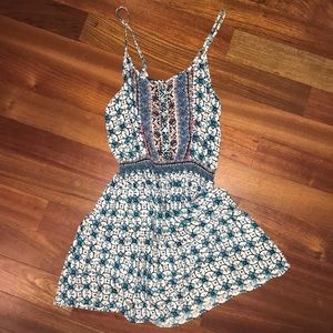 Patterned Spaghetti Strap Mini Dress